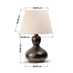 Antique Bronze Bedside Table Lamp With Round Metal Base & Fabric Shade - 64Cm High For Living Room, Bedroom, Office Decor - thumbnail 5
