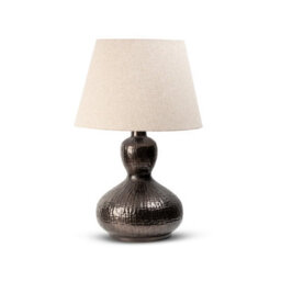 Antique Bronze Bedside Table Lamp With Round Metal Base & Fabric Shade - 64Cm High For Living Room, Bedroom, Office Decor