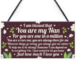 Red Ocean Thank You Gift For Nan Hanging Plaque Nan And Grandad Gifts For Grandparents Keepsake - thumbnail 1