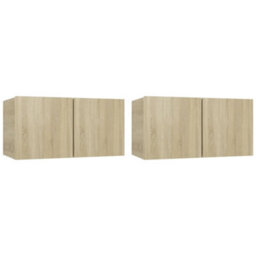 Berkfield Hanging Tv Cabinets 2 Pcs Sonoma Oak 60X30X30 Cm - thumbnail 2