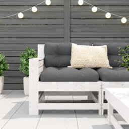 Berkfield Garden Armrest Sofa White 69X62X70.5 Cm Solid Wood Pine - thumbnail 3