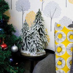 Decorative Snow Topped Mini Christmas Tree Display On Plinth - Freestanding Festive Xmas Ornament Decoration - H47 X 30Cm Diameter - thumbnail 2