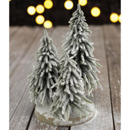 Decorative Snow Topped Mini Christmas Tree Display On Plinth - Freestanding Festive Xmas Ornament Decoration - H47 X 30Cm Diameter - thumbnail 1