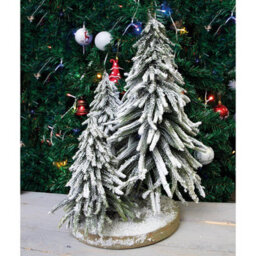 Decorative Snow Topped Mini Christmas Tree Display On Plinth - Freestanding Festive Xmas Ornament Decoration - H47 X 30Cm Diameter - thumbnail 3