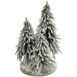 Decorative Snow Topped Mini Christmas Tree Display On Plinth - Freestanding Festive Xmas Ornament Decoration - H47 X 30Cm Diameter - thumbnail 5