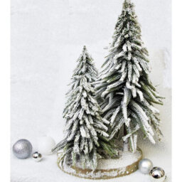 Decorative Snow Topped Mini Christmas Tree Display On Plinth - Freestanding Festive Xmas Ornament Decoration - H47 X 30Cm Diameter - thumbnail 4