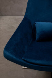 Orsina Navy Curved Velvet Arm Chair With Lumbar Cushion And Headrest, Lounge Chair With Base For Home, Office - thumbnail 3