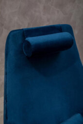 Orsina Navy Curved Velvet Arm Chair With Lumbar Cushion And Headrest, Lounge Chair With Base For Home, Office - thumbnail 7