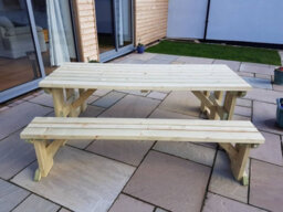 Arbor Garden Solutions Abies Wooden Picnic Bench And Table Set, Outdoor Dining Set (6Ft, Natural Finish) - thumbnail 8