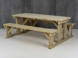 Arbor Garden Solutions Abies Wooden Picnic Bench And Table Set, Outdoor Dining Set (6Ft, Natural Finish) - thumbnail 3
