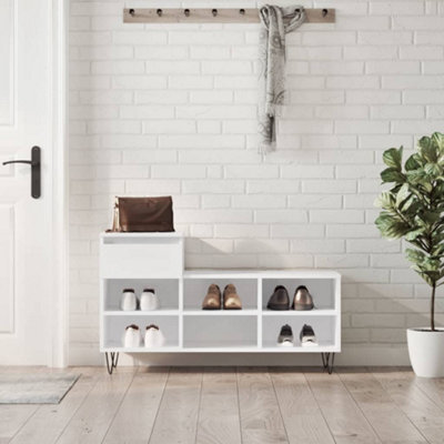 Berkfield Shoe Cabinet High Gloss White 102X36X60 Cm Engineered Wood - image 1