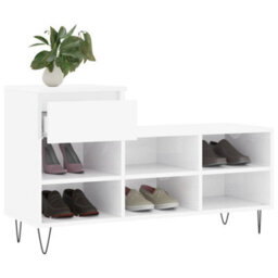Berkfield Shoe Cabinet High Gloss White 102X36X60 Cm Engineered Wood - thumbnail 4