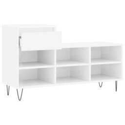 Berkfield Shoe Cabinet High Gloss White 102X36X60 Cm Engineered Wood - thumbnail 6