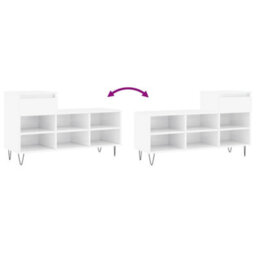 Berkfield Shoe Cabinet High Gloss White 102X36X60 Cm Engineered Wood - thumbnail 9