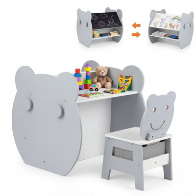 Gainoom Kids' Grey Art Table & Chair 3-In-1 Toddler Activity Table W/ Reversible Whiteboard - image 1