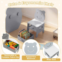Gainoom Kids' Grey Art Table & Chair 3-In-1 Toddler Activity Table W/ Reversible Whiteboard - thumbnail 9