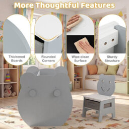Gainoom Kids' Grey Art Table & Chair 3-In-1 Toddler Activity Table W/ Reversible Whiteboard - thumbnail 6