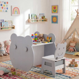 Gainoom Kids' Grey Art Table & Chair 3-In-1 Toddler Activity Table W/ Reversible Whiteboard - thumbnail 4