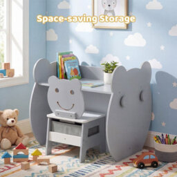 Gainoom Kids' Grey Art Table & Chair 3-In-1 Toddler Activity Table W/ Reversible Whiteboard - thumbnail 5