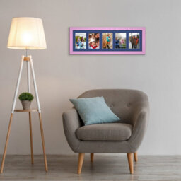 AK Frames 26X8 Pastel Pink Sleek Multi Photo Frame With Blue Mount - Holds 5 Apertures (5X) 6X4 Photos - thumbnail 3