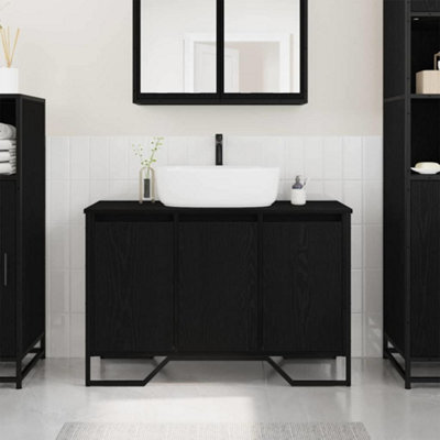 Berkfield Bathroom Sink Cabinet Black Oak 91X35X60 Cm Engineered Wood - image 1