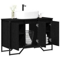 Berkfield Bathroom Sink Cabinet Black Oak 91X35X60 Cm Engineered Wood - thumbnail 3