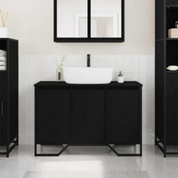 Berkfield Bathroom Sink Cabinet Black Oak 91X35X60 Cm Engineered Wood - thumbnail 1