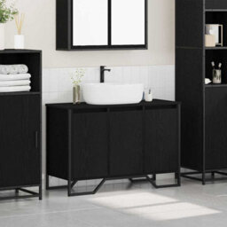 Berkfield Bathroom Sink Cabinet Black Oak 91X35X60 Cm Engineered Wood - thumbnail 4