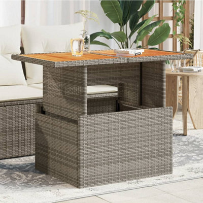 Walplus Garden Table Grey 100X55X73 Cm Poly Rattan And Acacia Wood - image 1