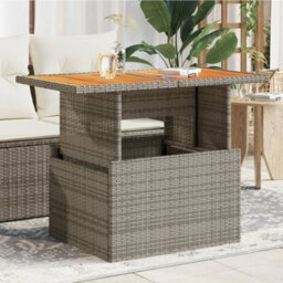 Walplus Garden Table Grey 100X55X73 Cm Poly Rattan And Acacia Wood - thumbnail 1