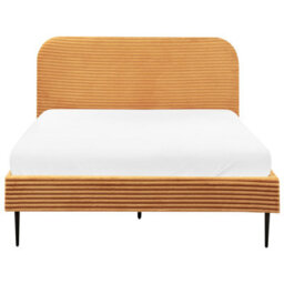 Beliani Bed Corduroy Flayat 140 X 200 Cm (Eu Double) Orange - thumbnail 6
