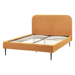 Beliani Bed Corduroy Flayat 140 X 200 Cm (Eu Double) Orange - thumbnail 5