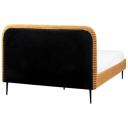 Beliani Bed Corduroy Flayat 140 X 200 Cm (Eu Double) Orange - thumbnail 7