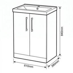 Balterley Bramshall Contemporary Bathroom Floor Standing 2-Door Vanity & Basin, Bleached Oak, 600mm - thumbnail 5