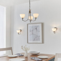 Anson Lighting Royal 3Lt Pendant Light Finished In Satin Chrome Plate And Matt Opal Glass - thumbnail 2