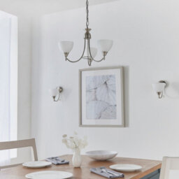 Anson Lighting Royal 3Lt Pendant Light Finished In Satin Chrome Plate And Matt Opal Glass - thumbnail 7