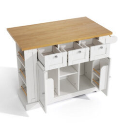 Abrihome Farmhouse 132Cm Rolling Kitchen Island With Foldable Countertop Drop-Leaf Serving Trolley With Storage Drawer For Small Spaces - thumbnail 9