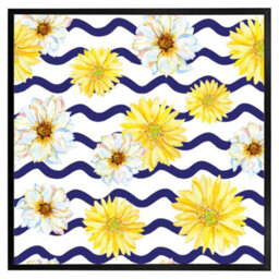 "Andrew Lee Bright Yellow Flowers & Zig Zags (Picutre Frame) / 20X20"" / Oak" - thumbnail 6