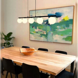 Long Life Lamps Company Modern Black Ceiling 5 Lights Pendant Light Glass Globe Shades Frosted Opal H3086 - thumbnail 8