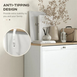 Narrow Shoe Cabinet W/ 3 Flip Drawers For 12-18 Pairs Of Shoes White - thumbnail 5