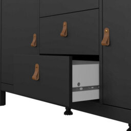 Wyld Haus Wildberry Matt Black Sideboard 2 Doors 3 Drawers Leather Handles - thumbnail 9