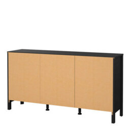 Wyld Haus Wildberry Matt Black Sideboard 2 Doors 3 Drawers Leather Handles - thumbnail 6