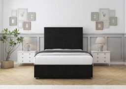 "Comfort Rosa Black Plush Divan Bed Base 4 Drawers - 26"" Strutted  4'6 Double" - thumbnail 1