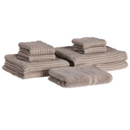 Beliani Set Of 9 Towels Areora Cotton Taupe - thumbnail 1