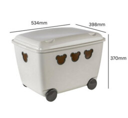 B2C Mobile Toy Storage Box Container Kids Room Cute Wheeled Rolling Bin Organizer Pink - thumbnail 3