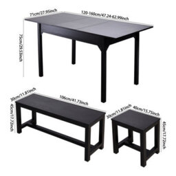 Living And Home 5-Piece Black Dining Table And Chair Set - thumbnail 5