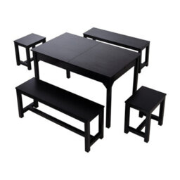 Living And Home 5-Piece Black Dining Table And Chair Set - thumbnail 2