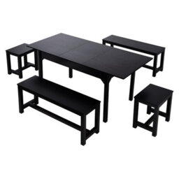 Living And Home 5-Piece Black Dining Table And Chair Set - thumbnail 3