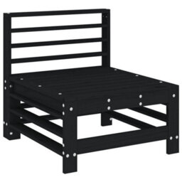 Walplus Outdoor Garden Middle Sofa For Patio Balcony Poolside Furniture Black Solid Wood Pine - Cushion Not Included - thumbnail 2