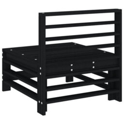 Walplus Outdoor Garden Middle Sofa For Patio Balcony Poolside Furniture Black Solid Wood Pine - Cushion Not Included - thumbnail 4